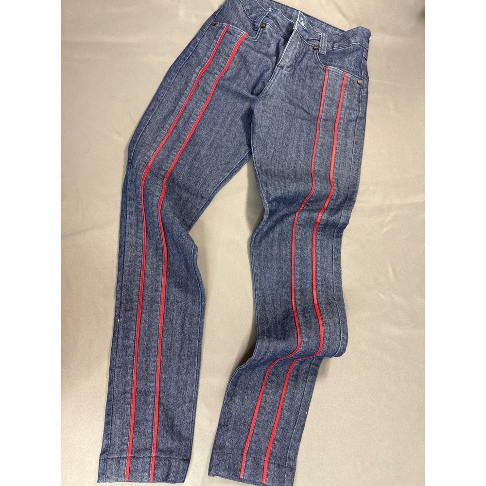PK Jeans Premium Jeans Glam Skinny Blue Denim Red Side Stripe Brazil Womens 25